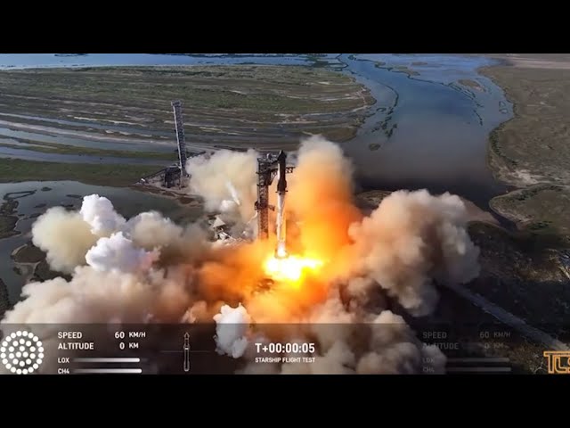 SpaceX starship launch 6 with booster splash landing
