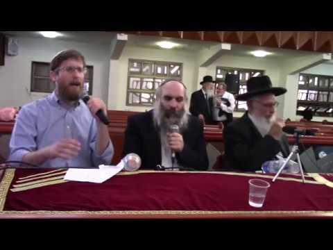 התוועדות - סיום כנס "איש על העדה" הרב יעקב אריאל, הרב יהושע שפירא, יצחק מאיר