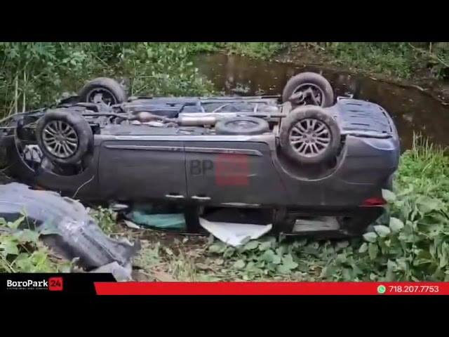 Hatzolah are at the scene of a rollover accident on Hasbrouck Drive in Woodbourne.