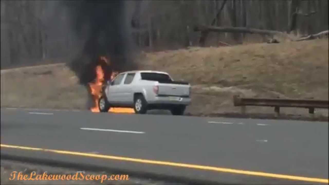 Vehicle Engulfed in Flames Garden State Parkway 120