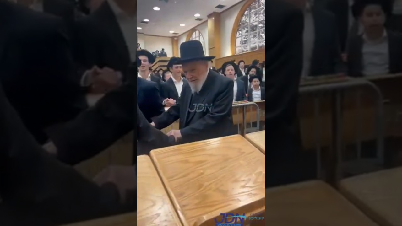 מעמד קבלת פנים פאר הגרמ"ה הירש ר"י סלאבאדקע, אין לארענס.