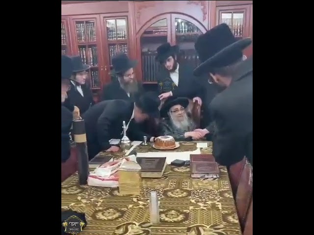 Satmar Rebbe R' Aharon Writing First Letters In A Sefer Torah In the House Of R' Hersh Mittelman